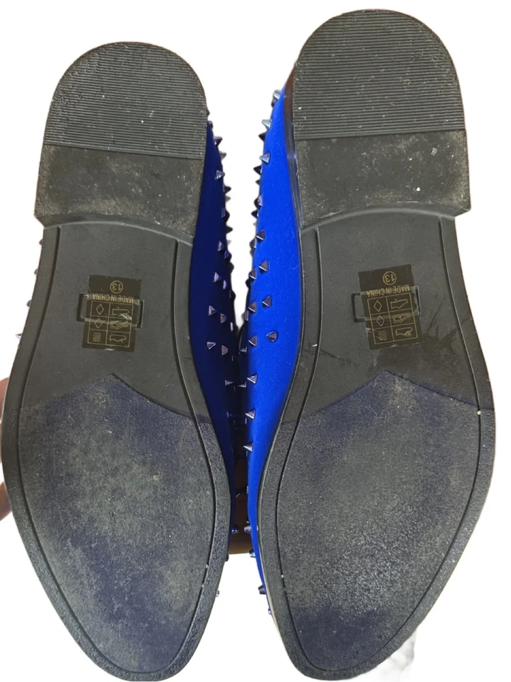 Enzo Blue Studded Velvet Slip-On Formal Dress Loafers for Men